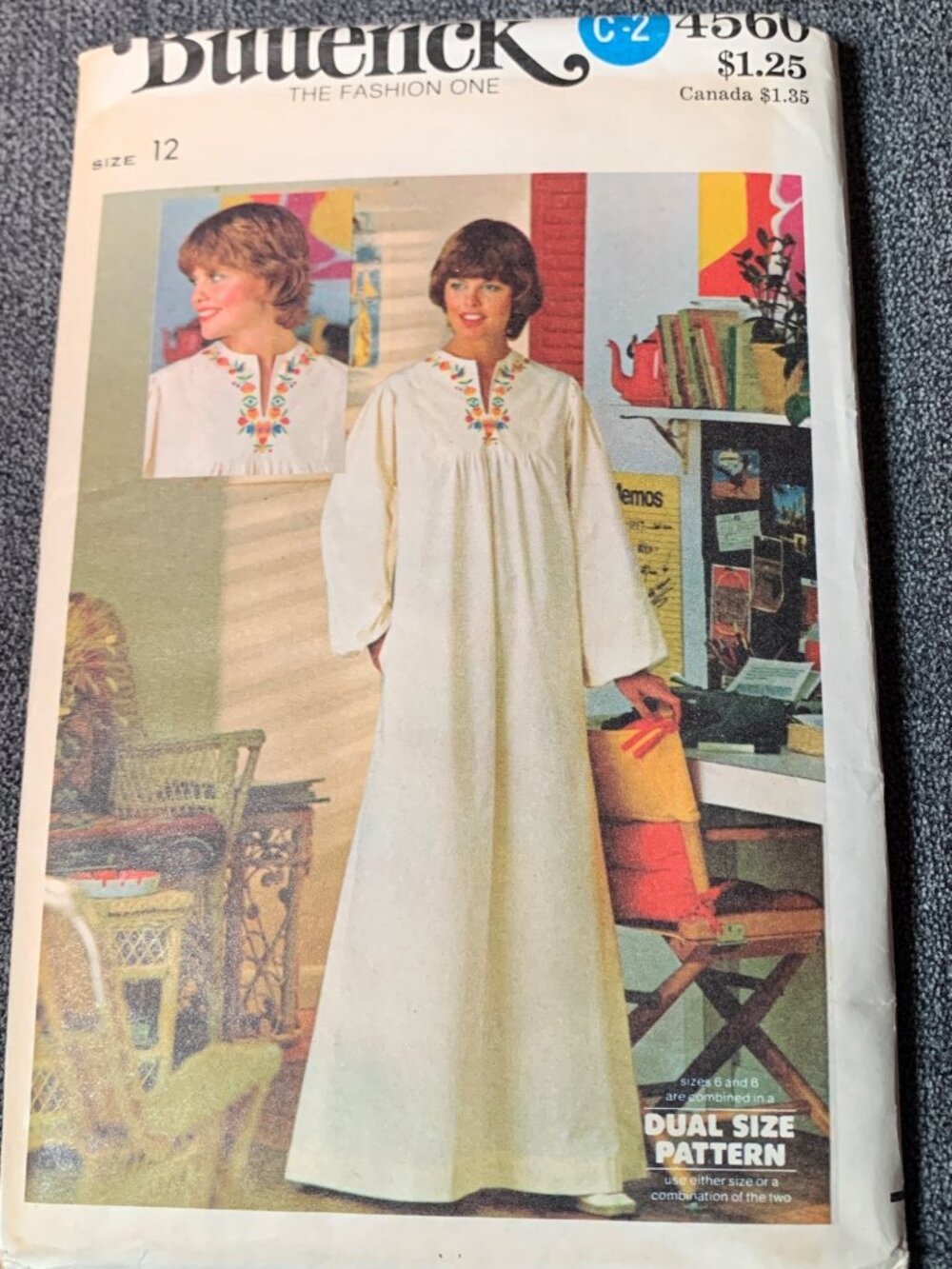 Butterick Misses Caftan Dress Iron on Transfer Sewing Pattern Size12 4560 Uncut